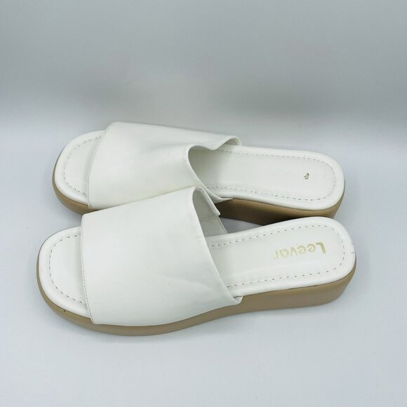 Leevar Shoes Womens Shoes Size 10 White Platform Sandals Slides Y2K Chunky - Picture 6 of 11